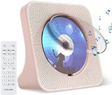 Gueray Reproductor de CD Portátil Montaje en Pared Reproductores de CD Bluetooth de Escritorio para el Hogar Altavoces HiFi Dobles Incorporados Conector AUX y para Auriculares Radio FM Boombox(Rosa)