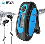AGPTEK Mp3 Acuatico 8GB con Pantalla, S07 Clip Reproductor MP3 Waterproof IPX 8 Soporta Rdaio FM, Aleatorio Modo para Nadar, Correr, Azul