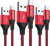 Cable Micro USB [3Pack 2M] 3A Carga Rápida Cable Android Nylon Movil Cables Cargador Micro USB Compatible con Samsung Galaxy S7 S6 Edge S5 J7 J5 J3 A10 A6, Huawei, HTC, Kindle -Rojo