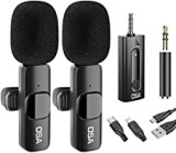 OSA Microfono Inalambrico, 2 Pcs microfono solapa para Cámara, iPhone, Android, Plug & Play,para Youtube, Facebook, Twitter, TIK Tok Video y transmisión