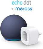 Echo Dot (5.ª generación, modelo de 2022), Azul marino + Meross Smart Plug (enchufe inteligente WiFi), compatible con Alexa - Kit de inicio de Hogar digital