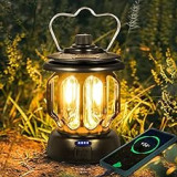 Linterna Camping Recargable Retro LED Regulable 5200 mAh Power Bank 3 Modos Vintage lampara camping para Emergencia Exteriores Senderismo Pesca